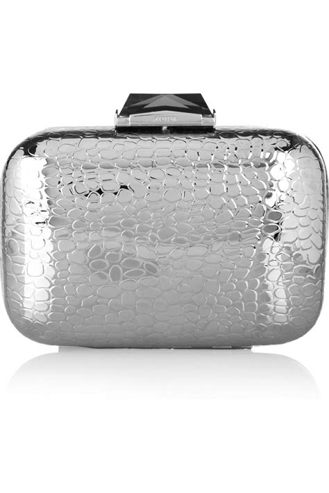 silver metal box clutch|trendy summer metallic clutches.